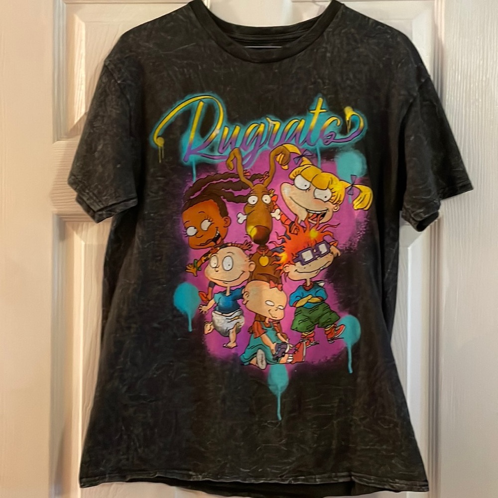 Gray Graffiti Style Rugrats T-Shirt Size Medium